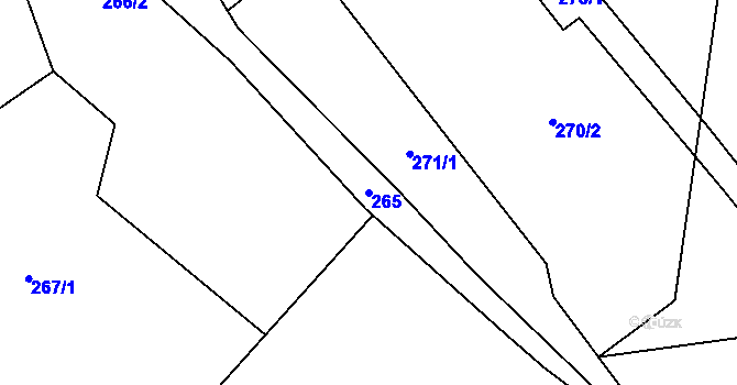 Parcela st. 265 v KÚ Hrušov, Katastrální mapa