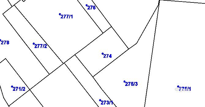 Parcela st. 274 v KÚ Hrušov, Katastrální mapa