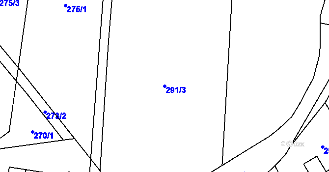 Parcela st. 291/3 v KÚ Hrušov, Katastrální mapa