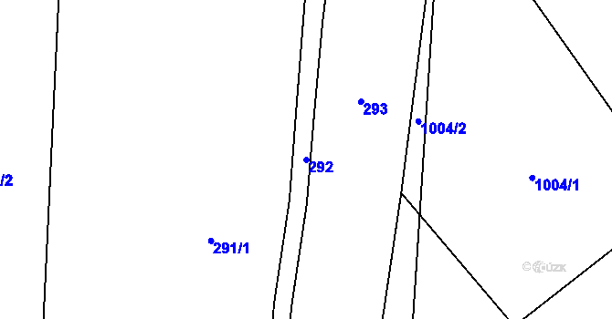 Parcela st. 292 v KÚ Hrušov, Katastrální mapa