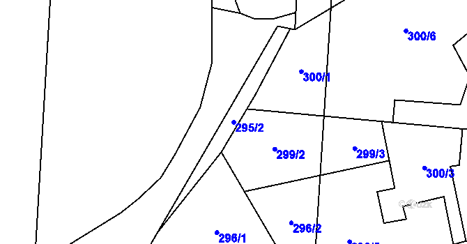 Parcela st. 295/2 v KÚ Hrušov, Katastrální mapa