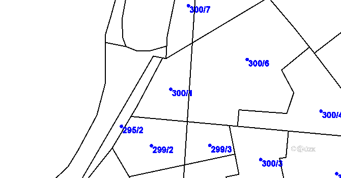 Parcela st. 300/1 v KÚ Hrušov, Katastrální mapa
