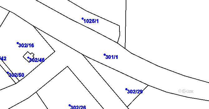 Parcela st. 301/1 v KÚ Hrušov, Katastrální mapa