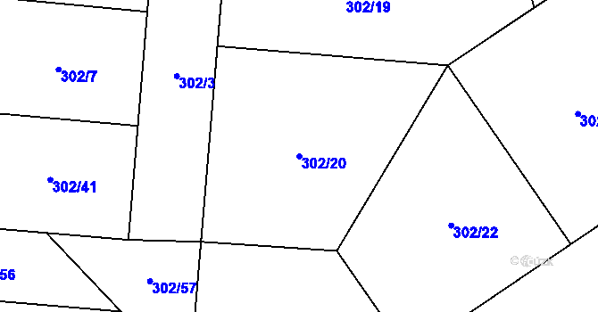 Parcela st. 302/20 v KÚ Hrušov, Katastrální mapa
