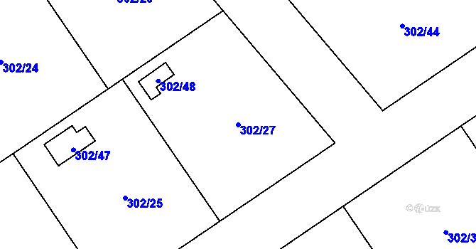 Parcela st. 302/27 v KÚ Hrušov, Katastrální mapa
