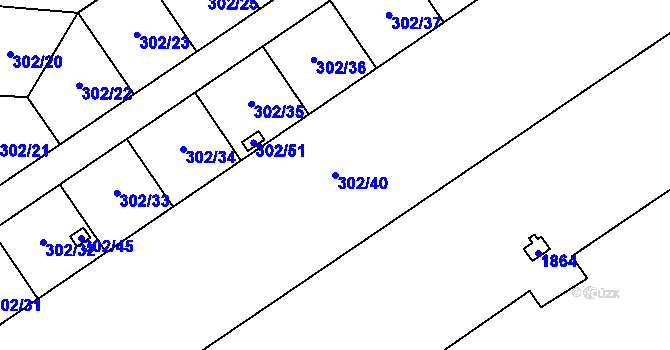 Parcela st. 302/40 v KÚ Hrušov, Katastrální mapa