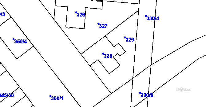 Parcela st. 328 v KÚ Hrušov, Katastrální mapa