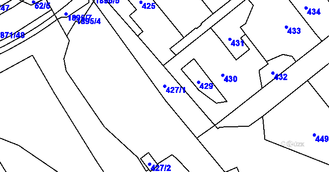 Parcela st. 427/1 v KÚ Hrušov, Katastrální mapa