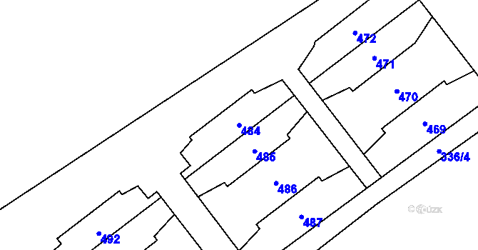 Parcela st. 484 v KÚ Hrušov, Katastrální mapa