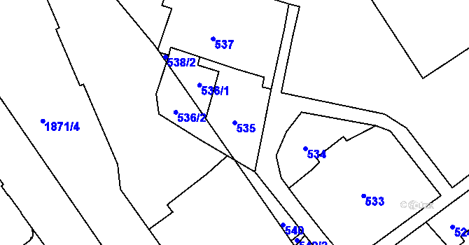 Parcela st. 535 v KÚ Hrušov, Katastrální mapa