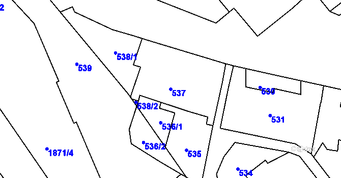 Parcela st. 537 v KÚ Hrušov, Katastrální mapa
