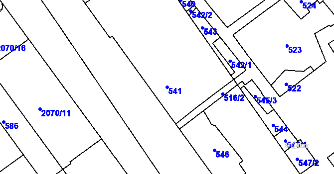 Parcela st. 541 v KÚ Hrušov, Katastrální mapa