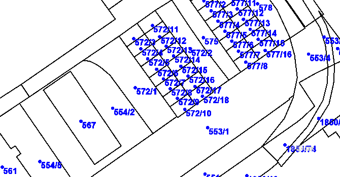 Parcela st. 572/8 v KÚ Hrušov, Katastrální mapa