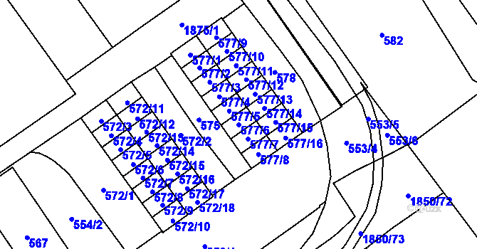 Parcela st. 577/6 v KÚ Hrušov, Katastrální mapa