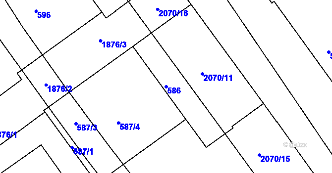 Parcela st. 586 v KÚ Hrušov, Katastrální mapa