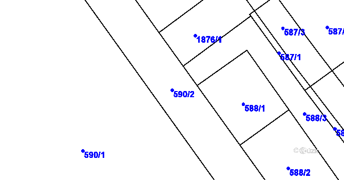Parcela st. 590/2 v KÚ Hrušov, Katastrální mapa