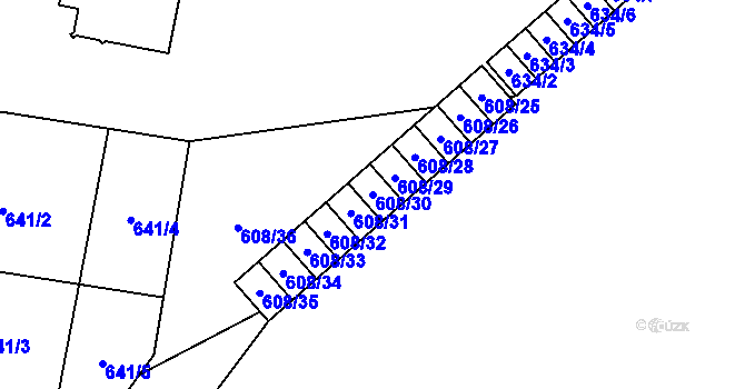 Parcela st. 608/30 v KÚ Hrušov, Katastrální mapa