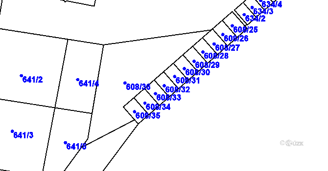 Parcela st. 608/32 v KÚ Hrušov, Katastrální mapa