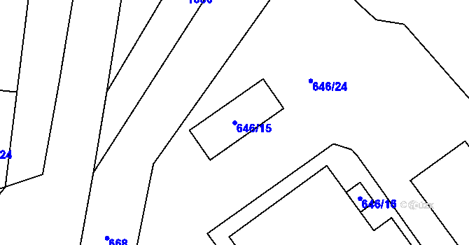 Parcela st. 646/15 v KÚ Hrušov, Katastrální mapa