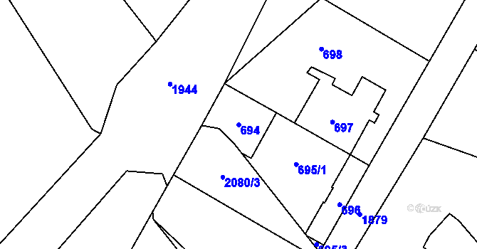 Parcela st. 694 v KÚ Hrušov, Katastrální mapa