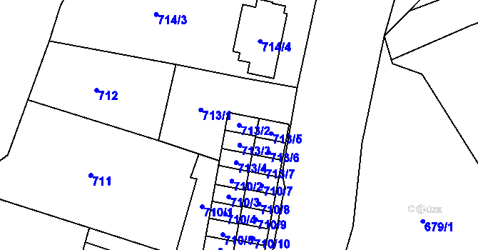 Parcela st. 713/2 v KÚ Hrušov, Katastrální mapa