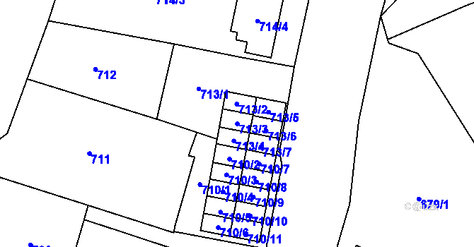 Parcela st. 713/3 v KÚ Hrušov, Katastrální mapa