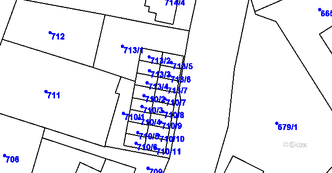 Parcela st. 713/7 v KÚ Hrušov, Katastrální mapa
