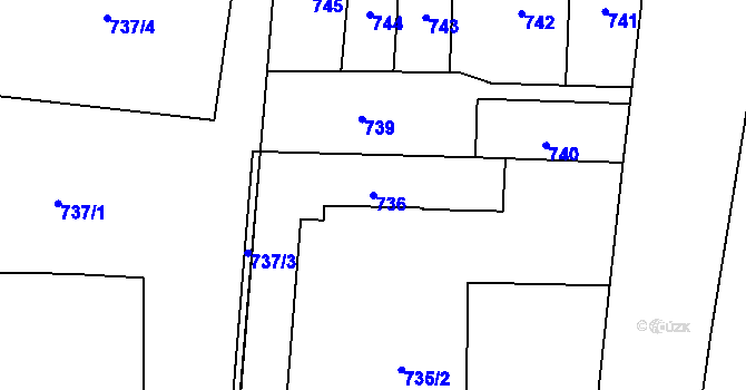 Parcela st. 736 v KÚ Hrušov, Katastrální mapa