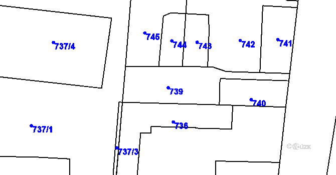 Parcela st. 739 v KÚ Hrušov, Katastrální mapa