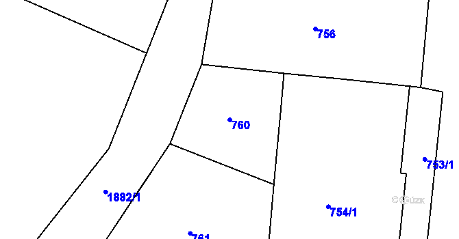 Parcela st. 760 v KÚ Hrušov, Katastrální mapa