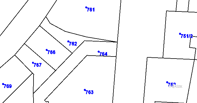 Parcela st. 764 v KÚ Hrušov, Katastrální mapa