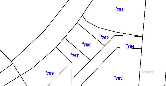 Parcela st. 766 v KÚ Hrušov, Katastrální mapa