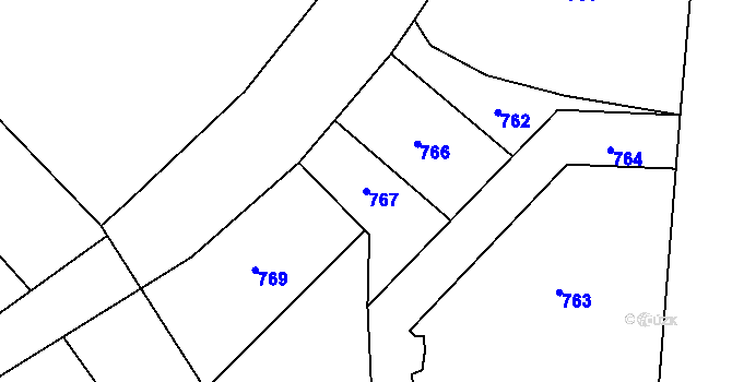 Parcela st. 767 v KÚ Hrušov, Katastrální mapa