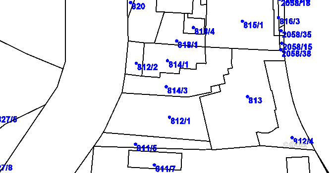 Parcela st. 814/3 v KÚ Hrušov, Katastrální mapa