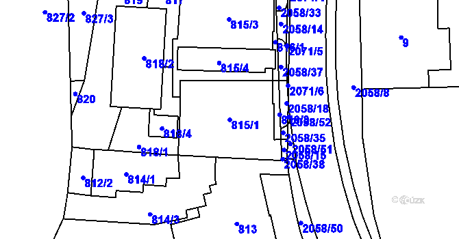 Parcela st. 815/1 v KÚ Hrušov, Katastrální mapa