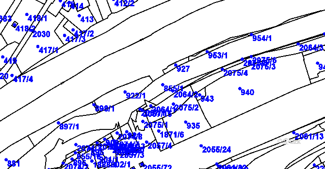 Parcela st. 855/1 v KÚ Hrušov, Katastrální mapa