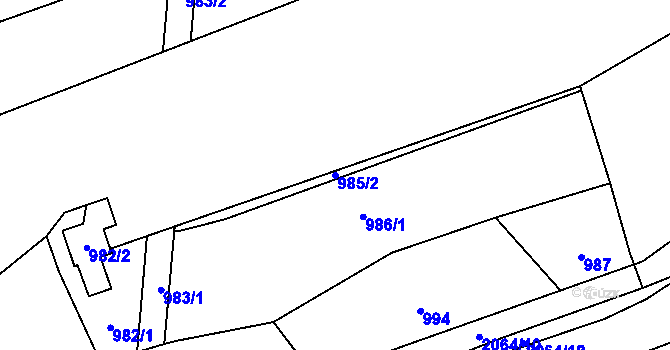 Parcela st. 985/2 v KÚ Hrušov, Katastrální mapa