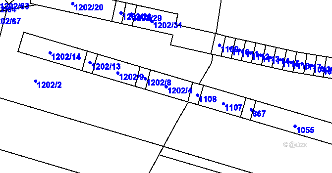 Parcela st. 1202/4 v KÚ Hrušov, Katastrální mapa