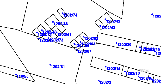 Parcela st. 1202/63 v KÚ Hrušov, Katastrální mapa