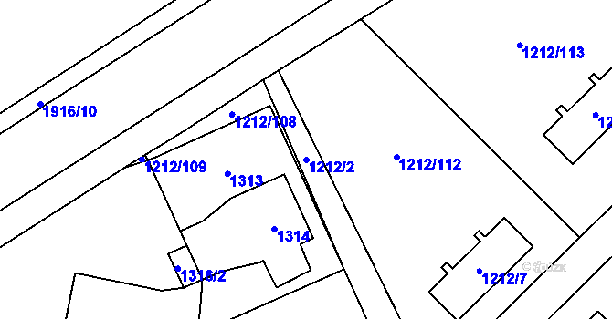 Parcela st. 1212/2 v KÚ Hrušov, Katastrální mapa