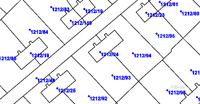 Parcela st. 1212/24 v KÚ Hrušov, Katastrální mapa