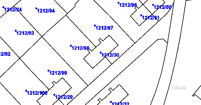 Parcela st. 1212/30 v KÚ Hrušov, Katastrální mapa