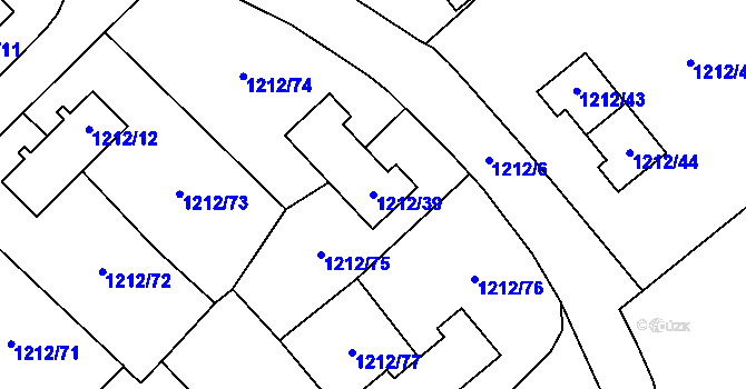 Parcela st. 1212/39 v KÚ Hrušov, Katastrální mapa