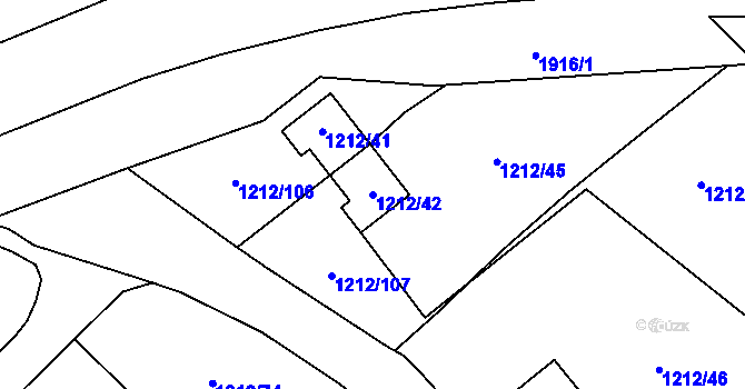 Parcela st. 1212/42 v KÚ Hrušov, Katastrální mapa