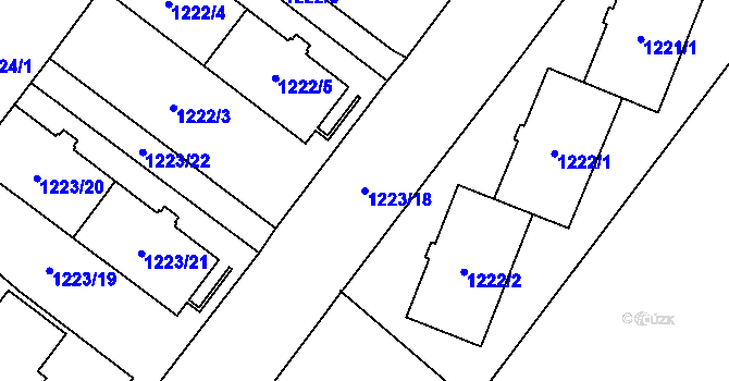 Parcela st. 1223/18 v KÚ Hrušov, Katastrální mapa