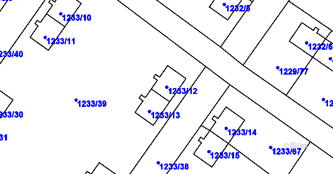 Parcela st. 1233/12 v KÚ Hrušov, Katastrální mapa