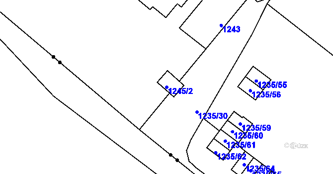 Parcela st. 1245/2 v KÚ Hrušov, Katastrální mapa
