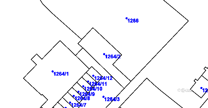 Parcela st. 1264/2 v KÚ Hrušov, Katastrální mapa