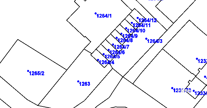 Parcela st. 1264/5 v KÚ Hrušov, Katastrální mapa