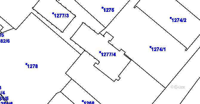 Parcela st. 1277/4 v KÚ Hrušov, Katastrální mapa